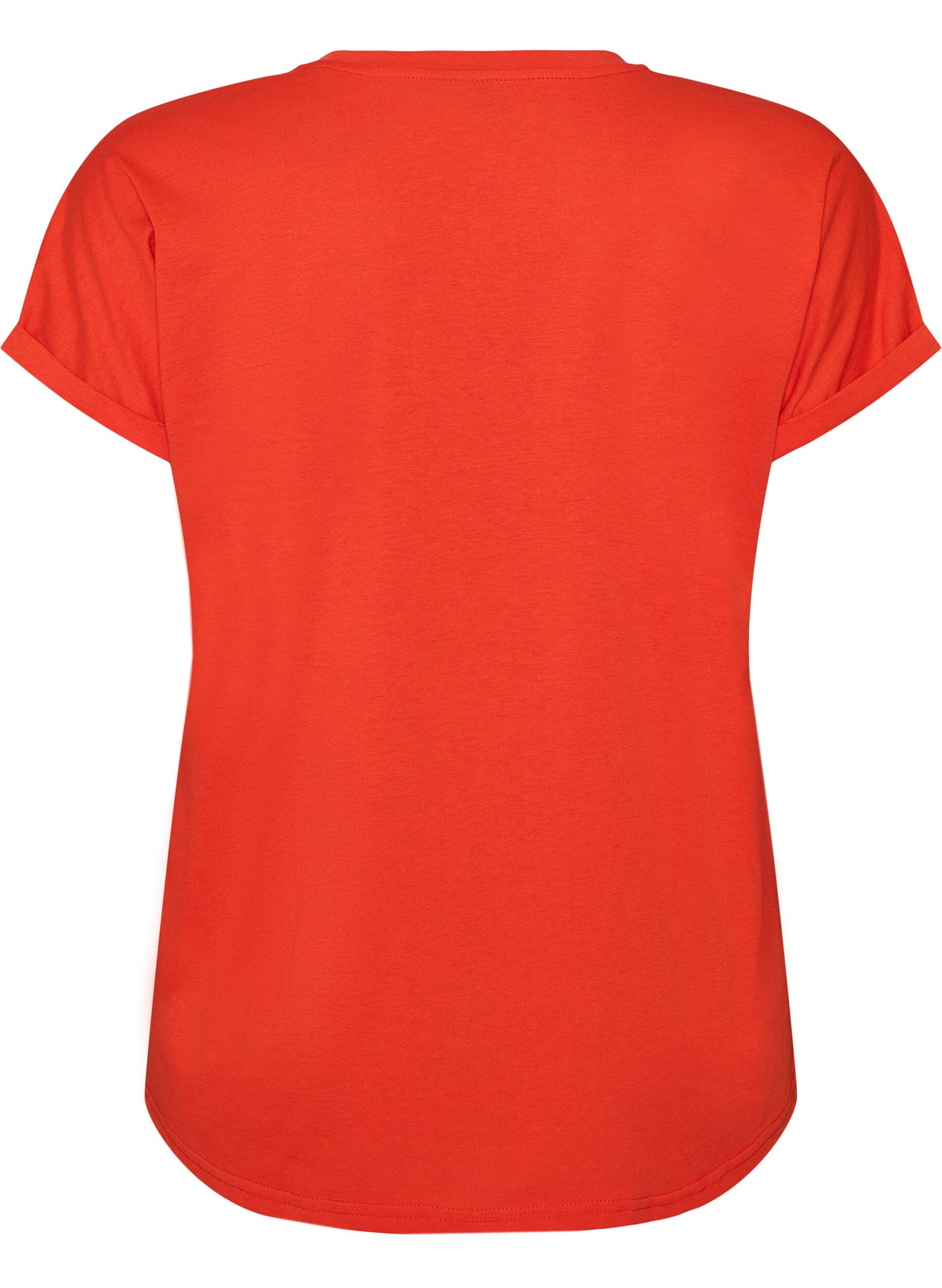 ZizziT-shirt met korte mouwen van katoenmix, Oranje, Packshot image number 1