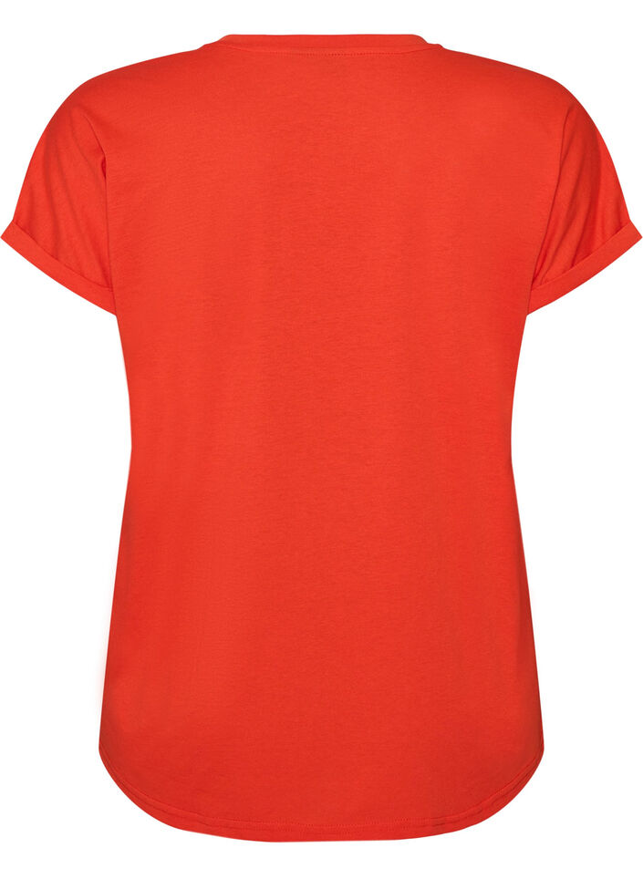 T-shirt met korte mouwen van katoenmix, Oranje, Packshot image number 1