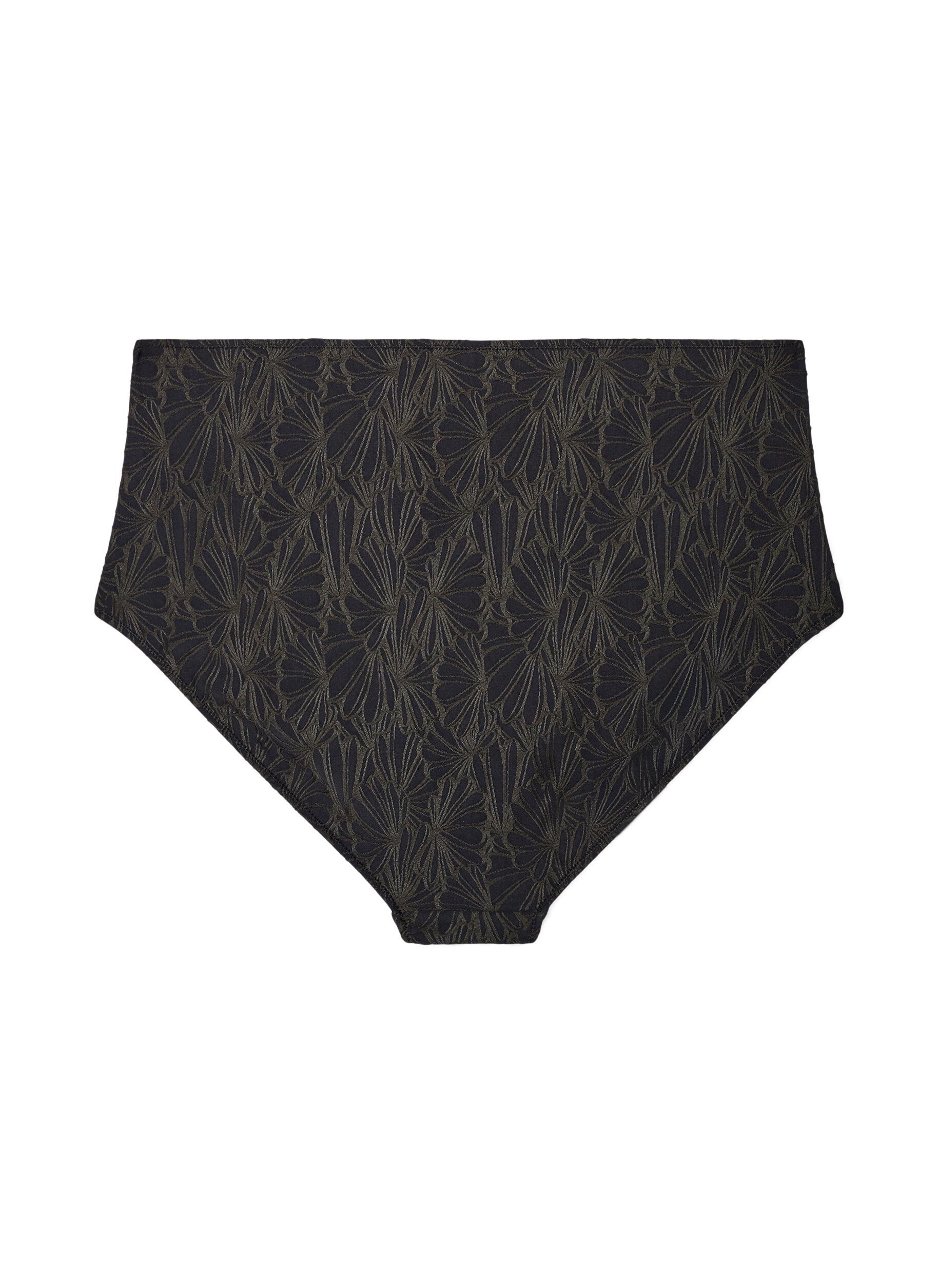 Zizzi High-waisted bikinibroekjes met een gestructureerd patroon, Grijs, Packshot image number 1