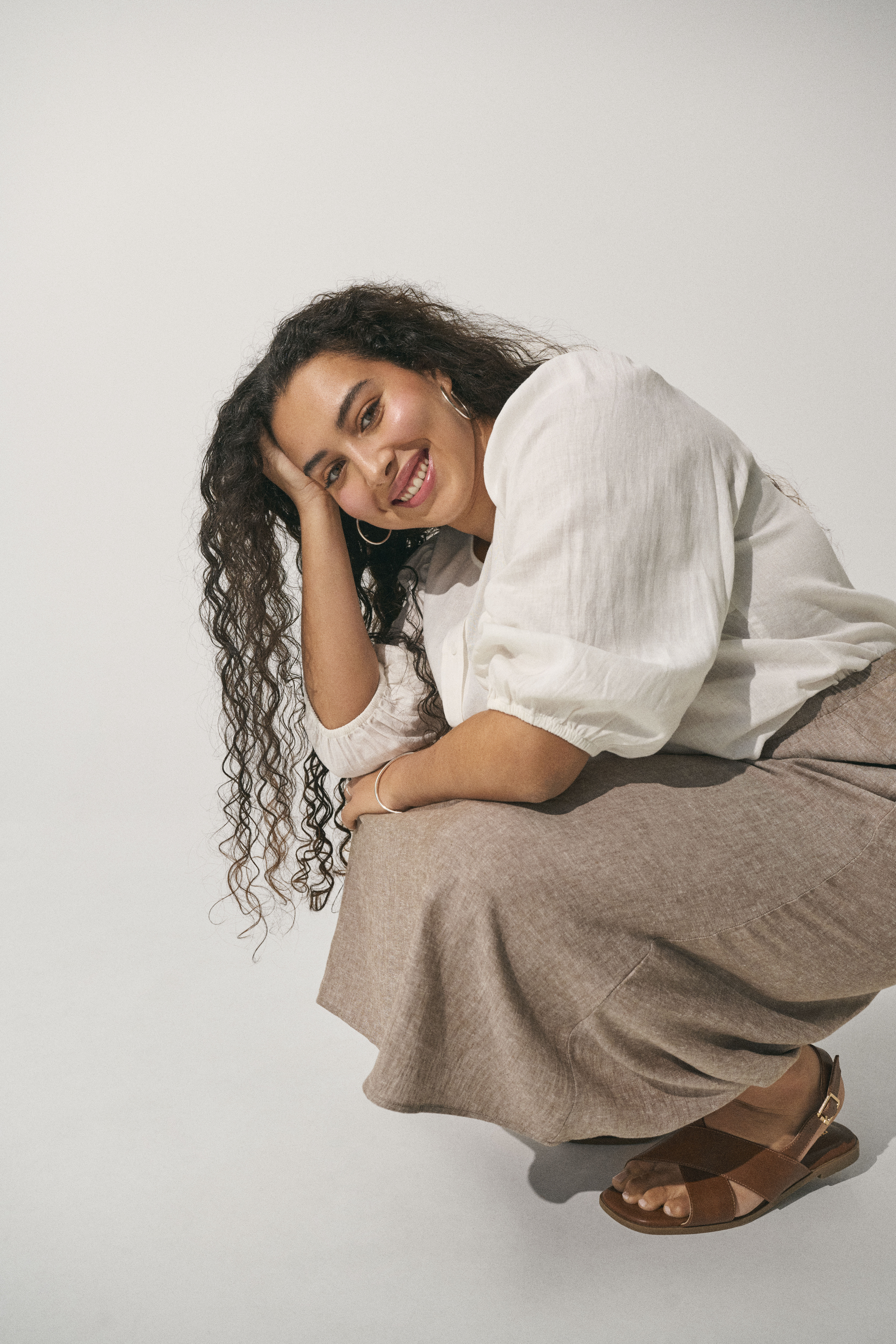 Zizzi Linnen outfit met rok, , Model