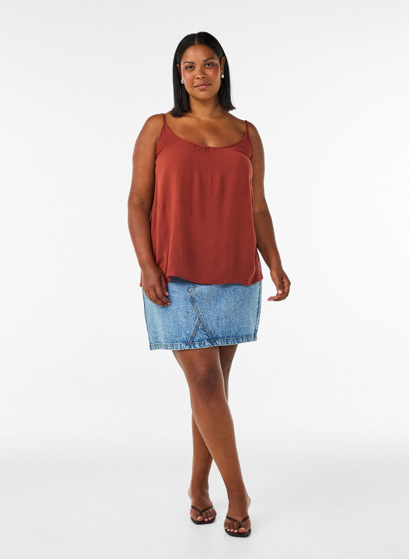 Strap top in viscose, Rood, Model image number 1