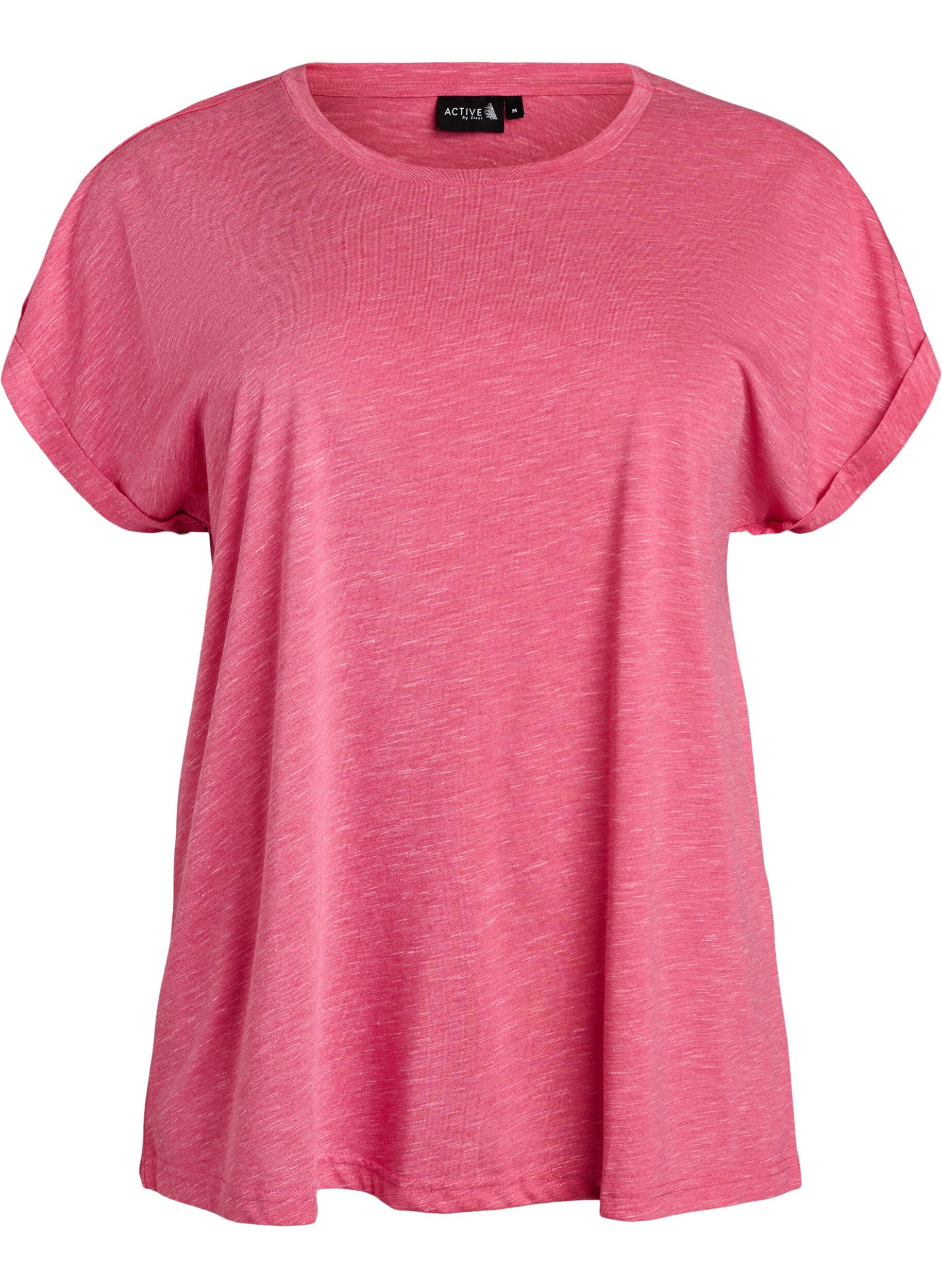 Zizzi Losse workout T-shirt met korte mouwen, Roze, Packshot image number 0