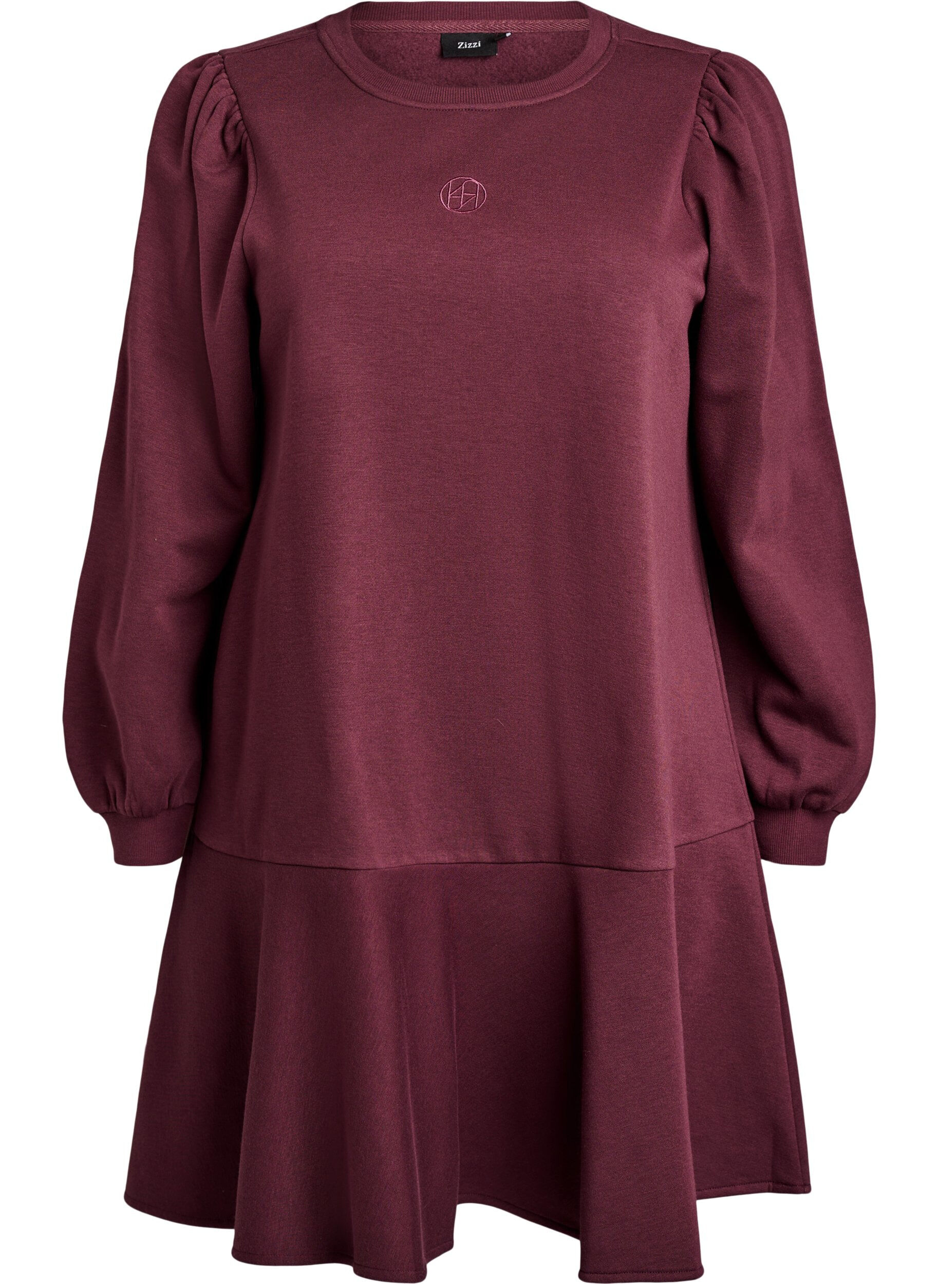 Zizzi Korte sweaterjurk met ruchesdetail, Donker Bordeaux, Packshot image number 0