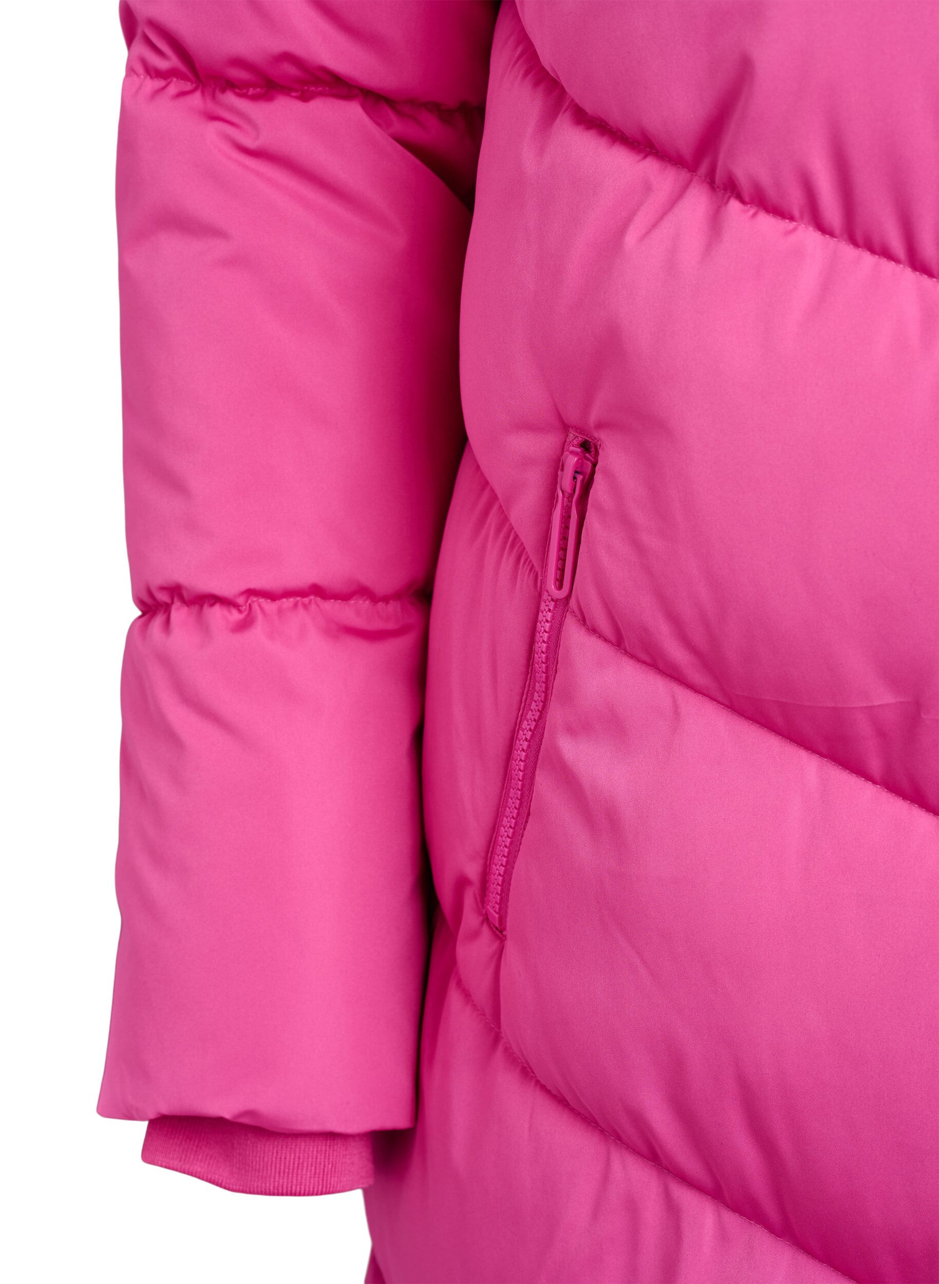 ZizziLange pufferjas met capuchon en zakken, Roze, Packshot image number 3