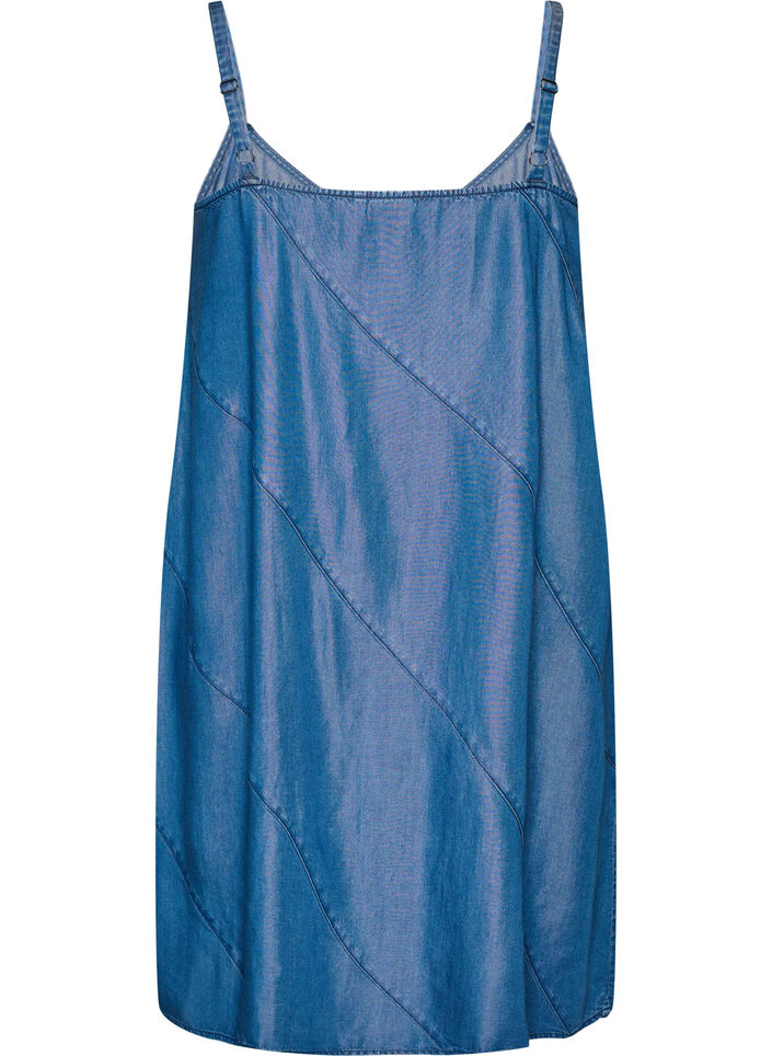 Denimlook jurk in TENCEL&trade; Lyocell met bandjes, Blauw, Packshot image number 1