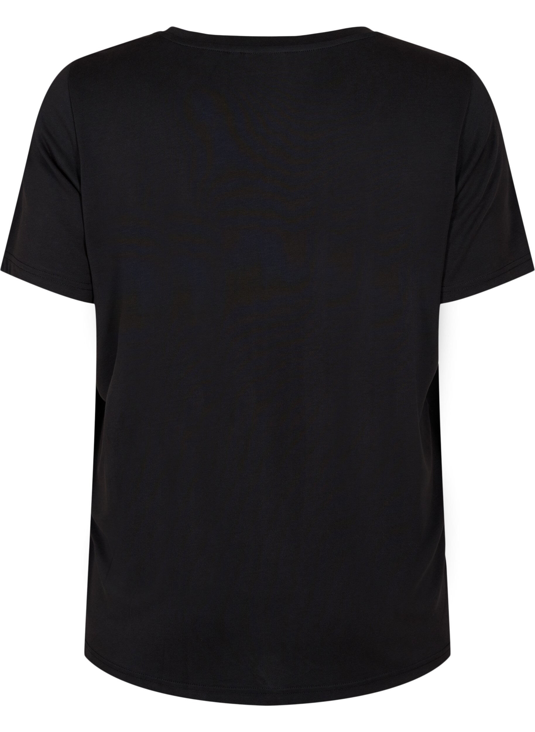 Zizzi T-shirt van Tencel &trade; Modal met ronde hals, Zwart, Packshot image number 1