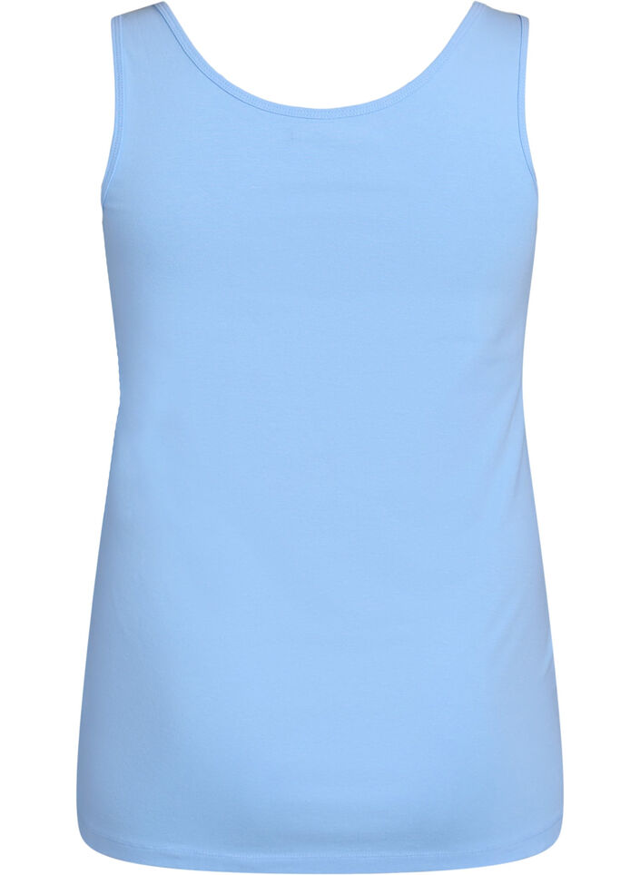 Effen gekleurd basic top in katoen, Blauw, Packshot image number 1