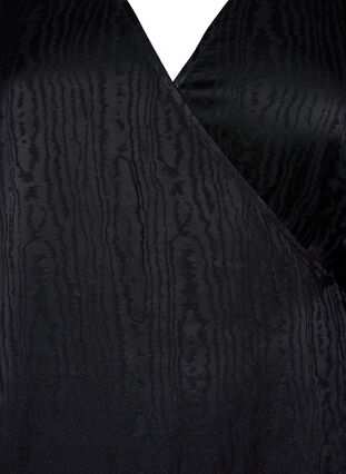Viscose jurk met lange mouwen en ton sur ton print, Black, Packshot image number 2