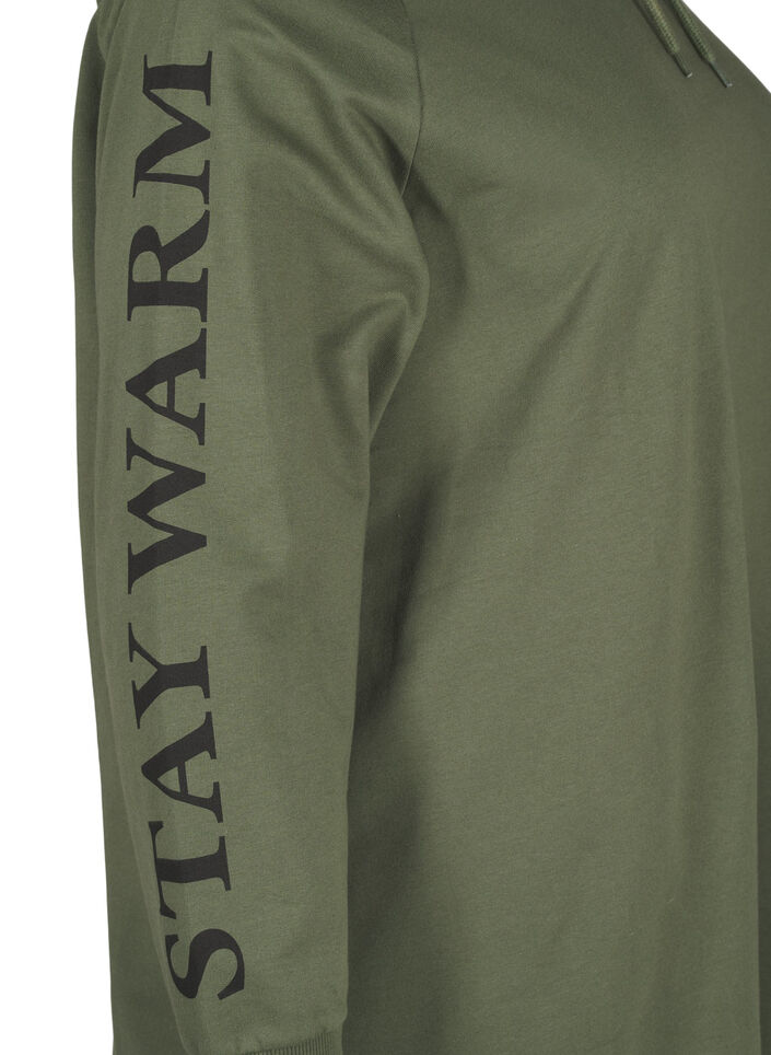 Oversized sweatshirt met print op de mouwen, Thyme w. Black, Packshot image number 3