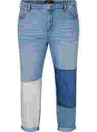 Mille mom-fit jeans met colour-blocking, Blue Denim Comb