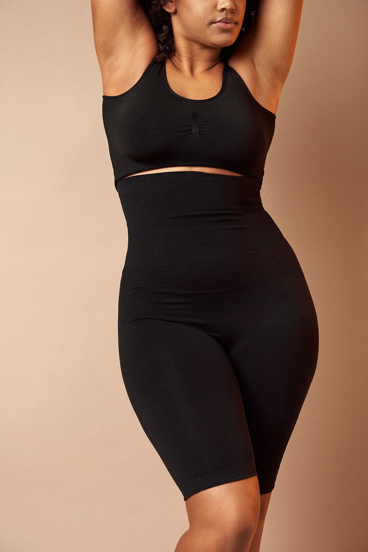 Shapewear shorts met hoge taille, Zwart, Image image number 1