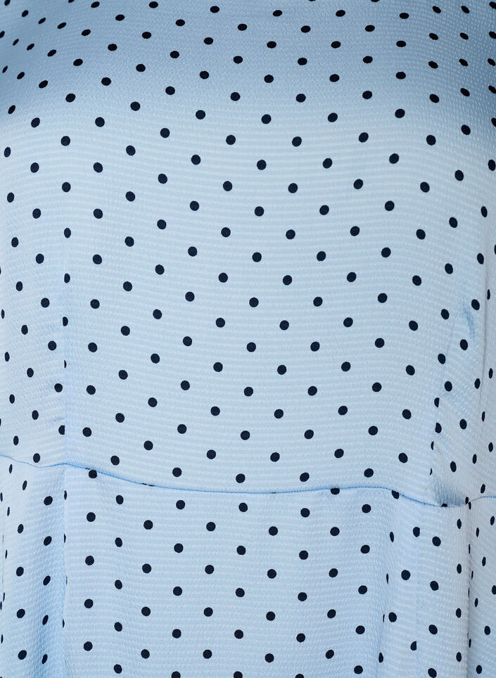 Polkadot midi-jurk met vierkante halslijn, Blauw, Packshot image number 2