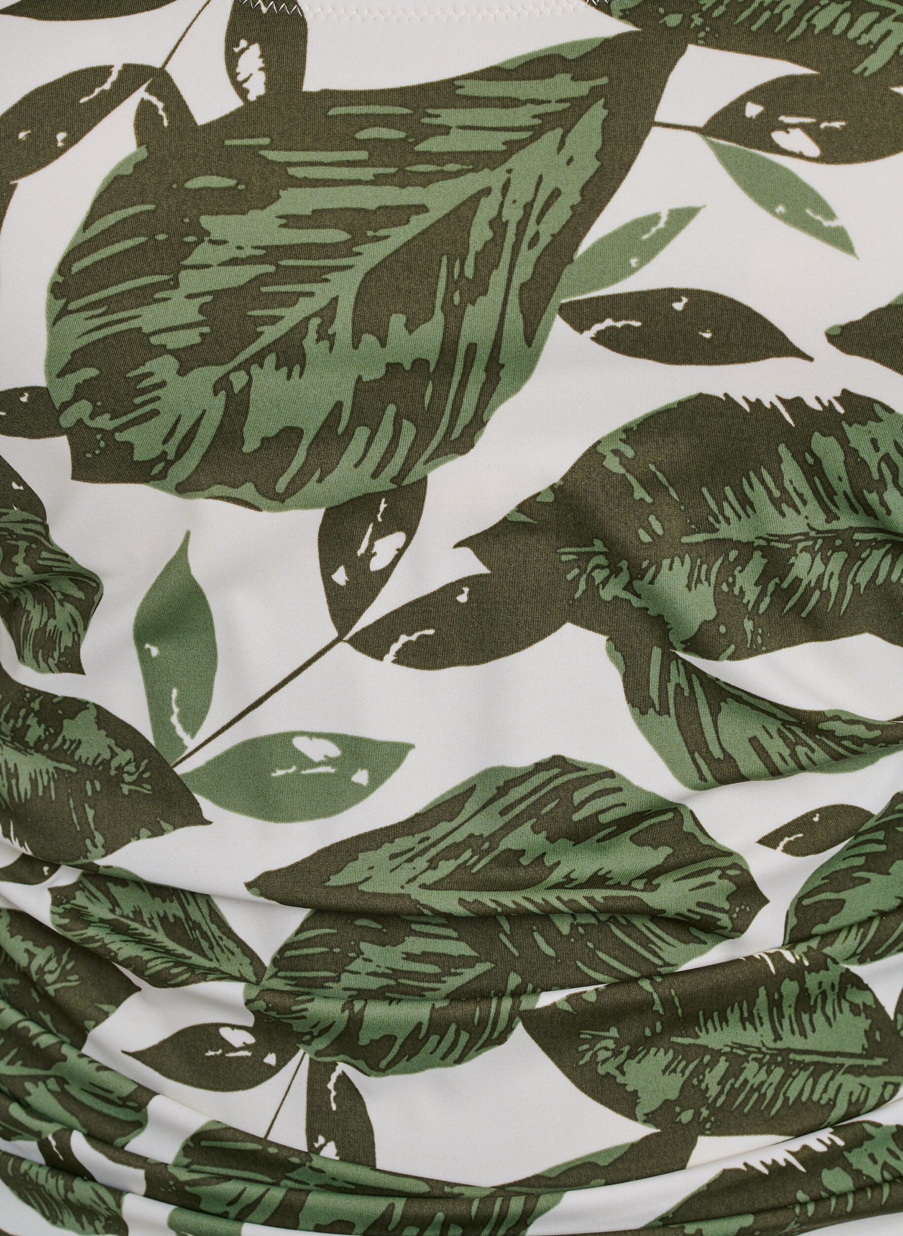 Zizzi Badpak met palmbomenprint en geplooide details, Groen, Packshot image number 2