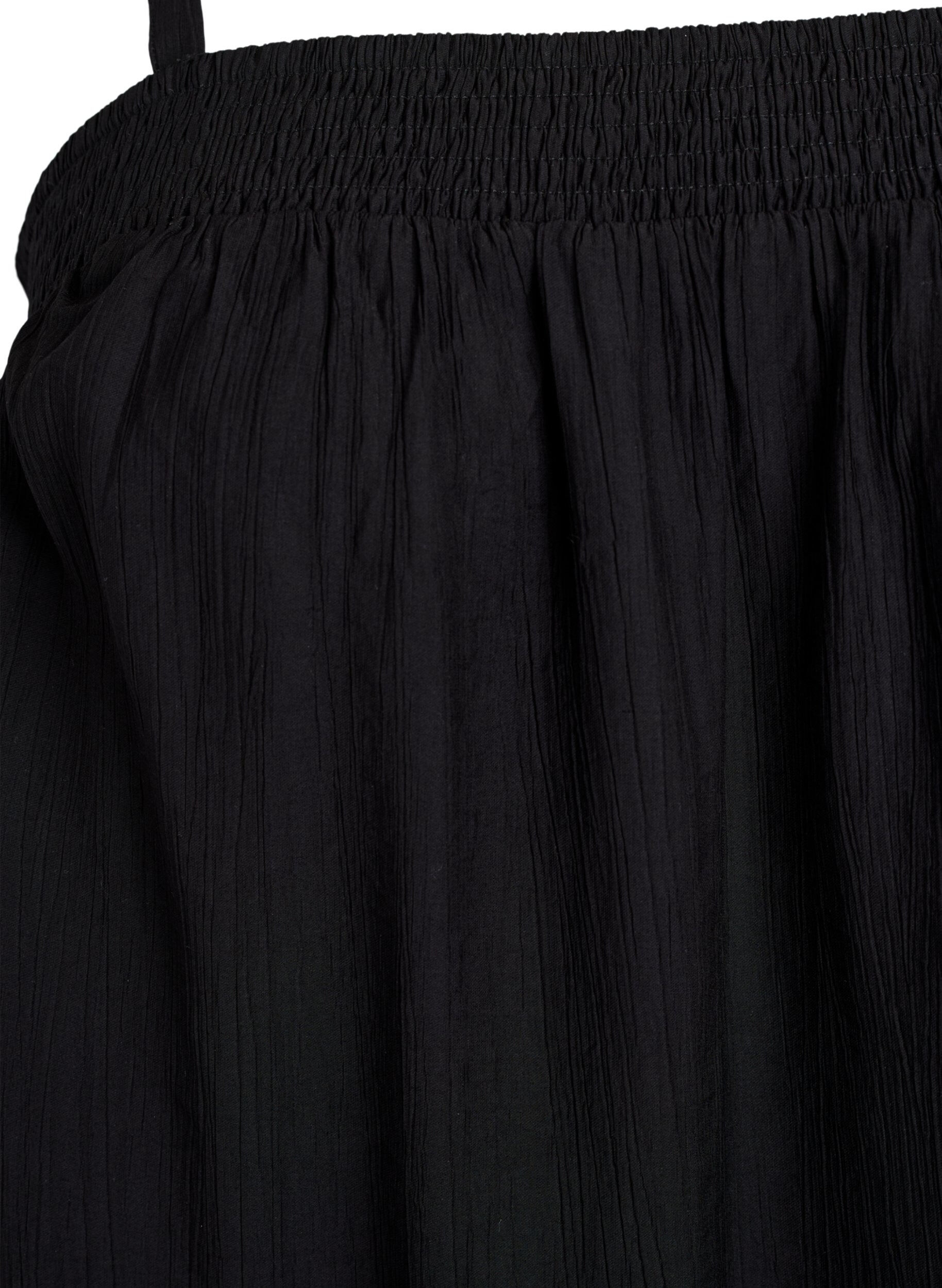 Zizzi Korte viscose jurk met spaghettibandjes, Zwart, Packshot image number 2