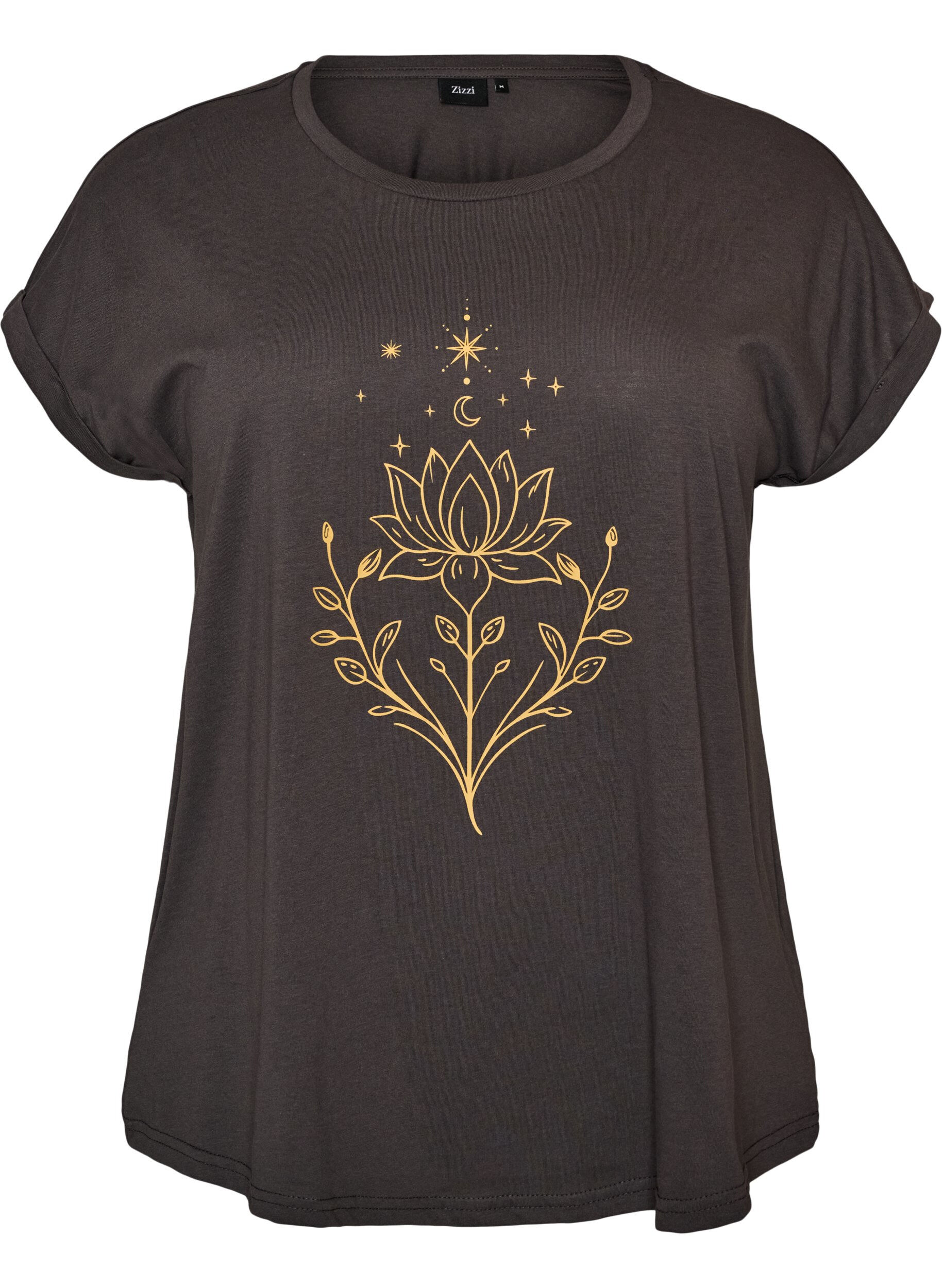 ZizziT-shirt met decoratieve print aan de voorkant, Grijs, Packshot image number 0
