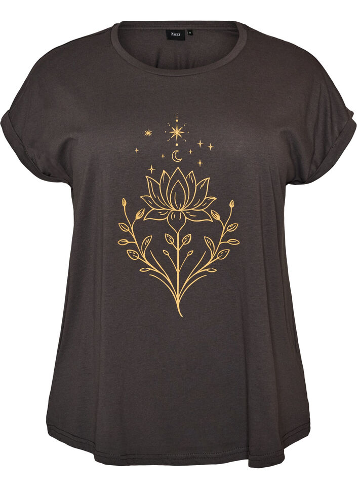 T-shirt met decoratieve print aan de voorkant, Grijs, Packshot image number 0
