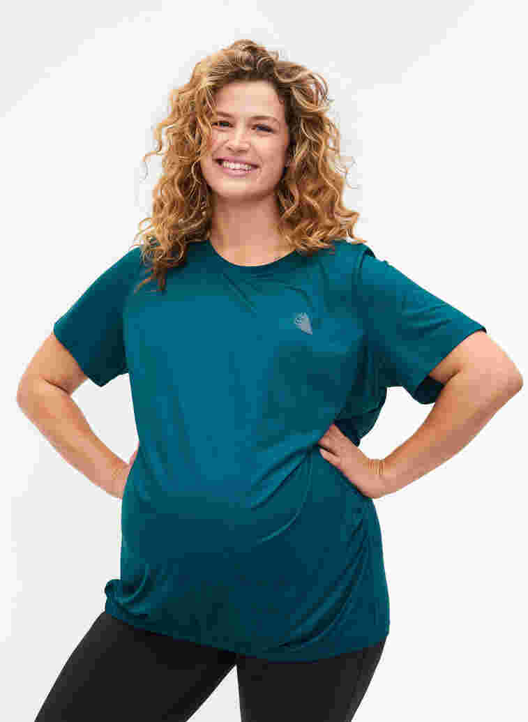 Zwangerschap sport t-shirt, Deep Teal, Model