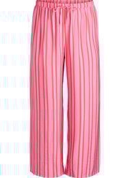Gestreepte broek met hoge taille en wijde pijpen, Roze