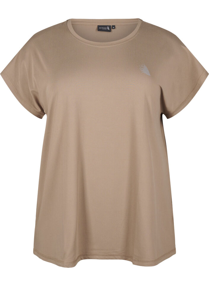Effen gekleurd T-shirt voor sporten, Beige, Packshot image number 0