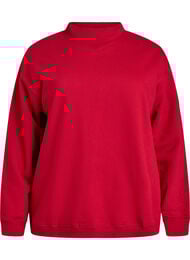 Sweatshirt met hoge kraag en lange mouwen, Rood