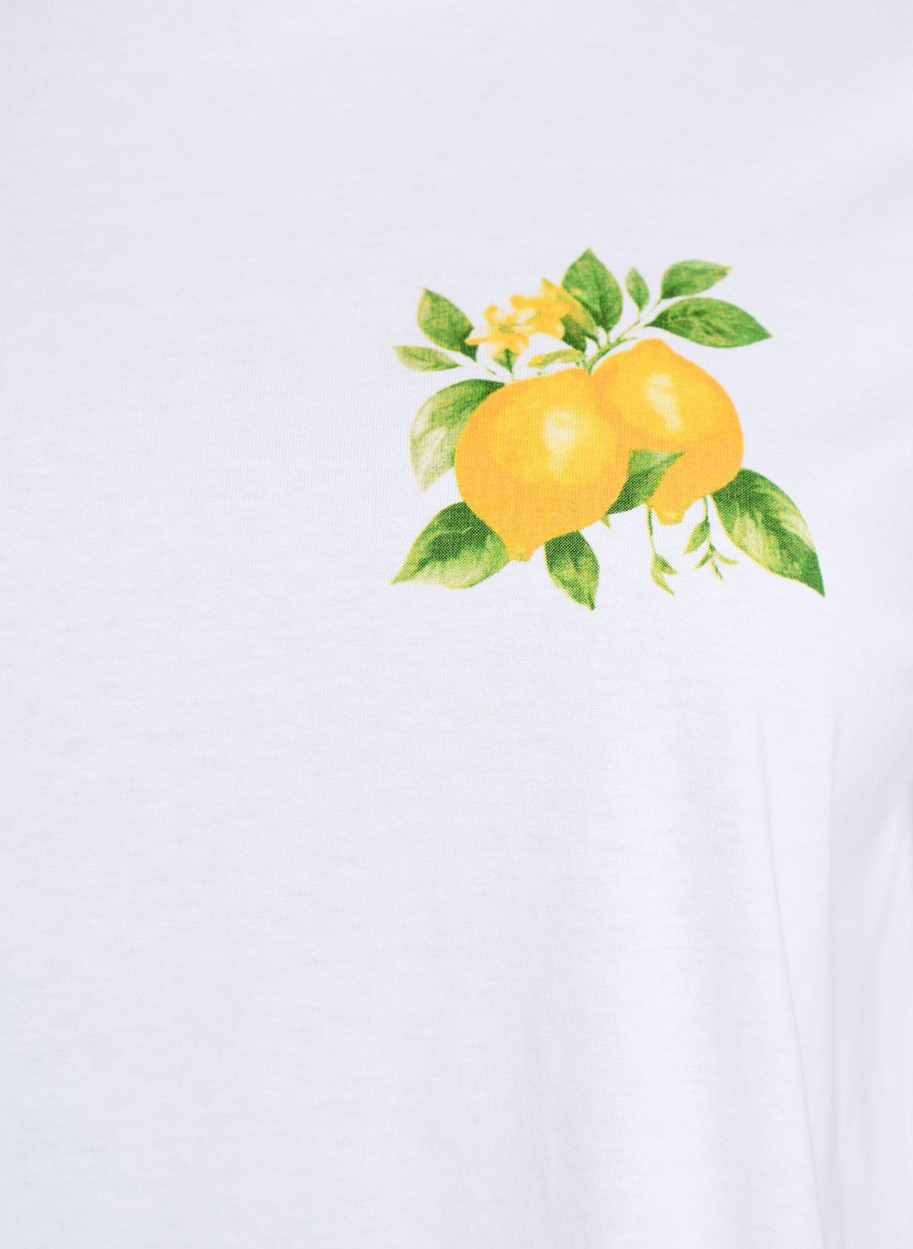 Zizzi Organisch katoenen T-shirt met citrusprint, Wit, Packshot image number 2