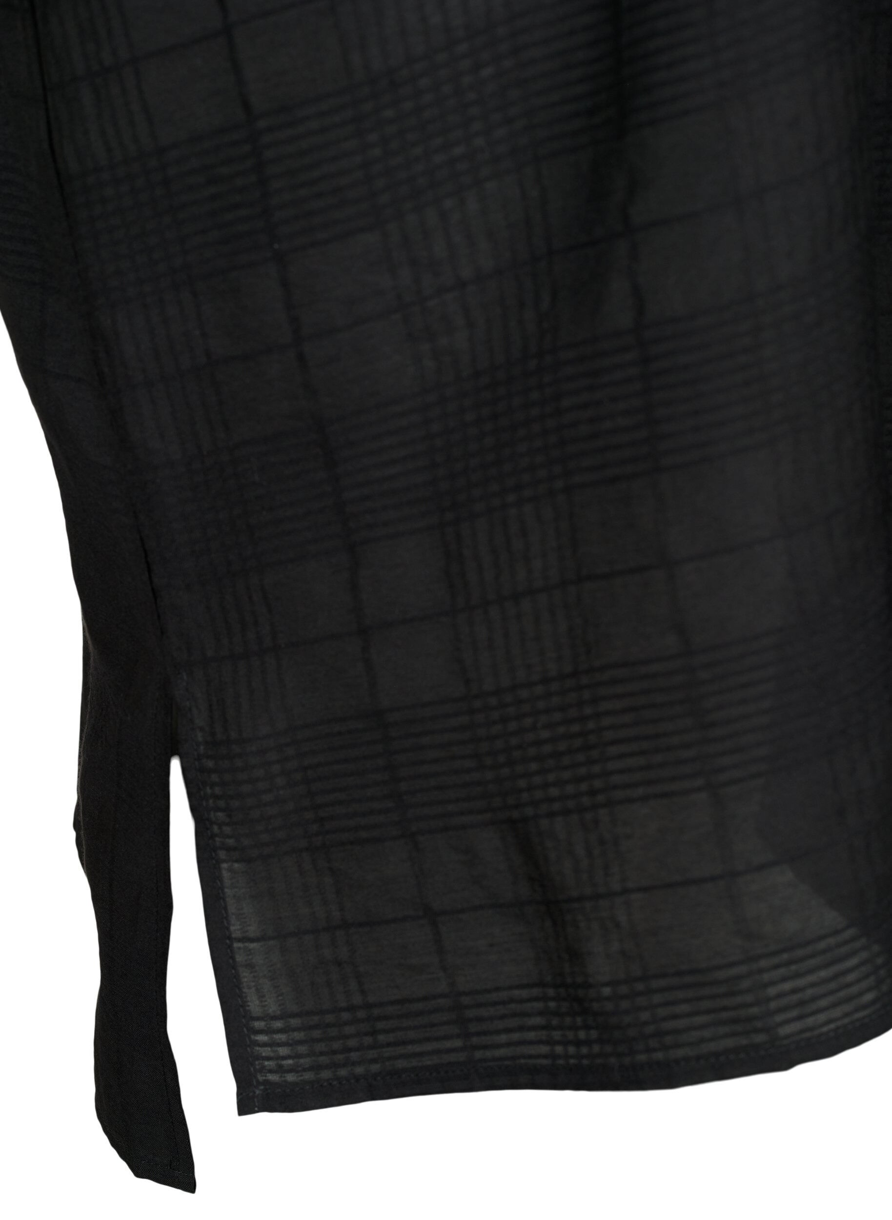 Zizzi Lang hemd van viscose met structuur, Black, Packshot image number 3