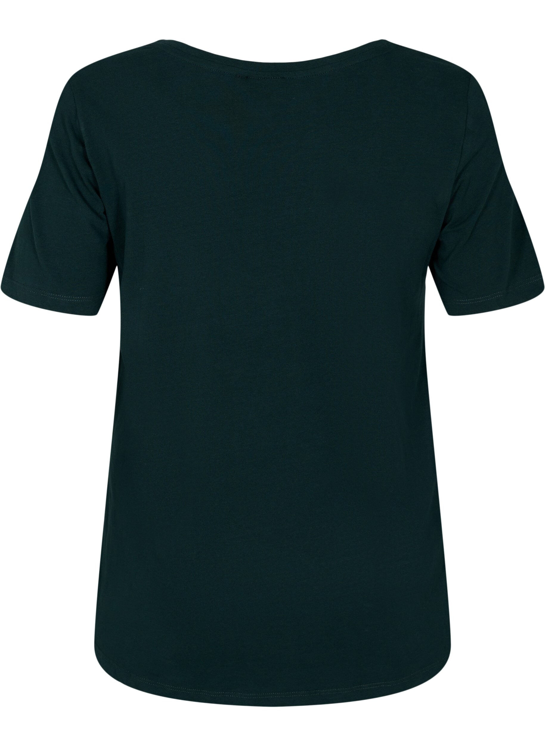 Zizzi Effen basic katoenen T-shirt, Groen, Packshot image number 1