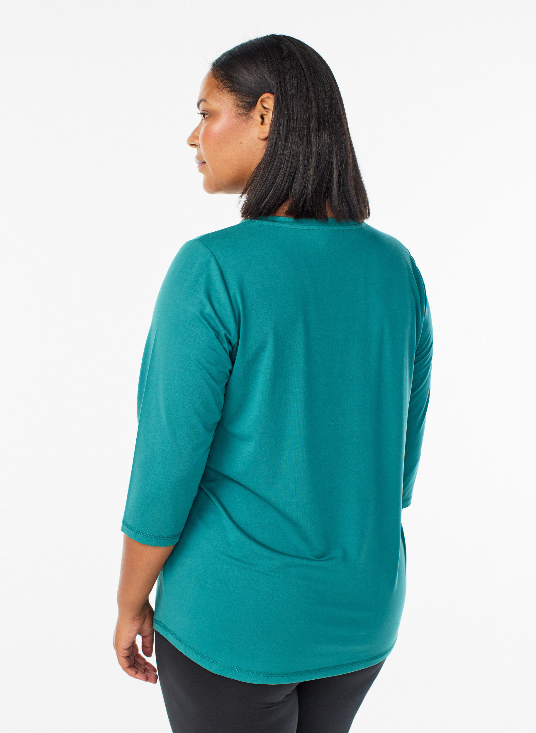 Zizzi Training blouse met 3/4 mouwen, Groen, Model image number 2
