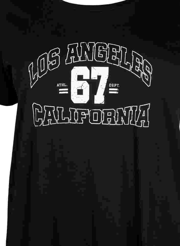 Katoenen t-shirt met opdruk op de voorkant, Black LOS ANGELES, Packshot image number 2