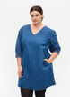 Tuniek in denim met v-snit, Medium Blue Denim, Model image number 0