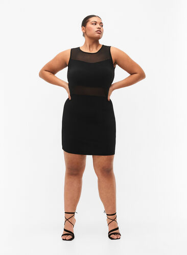 Mouwloze jurk met slanke pasvorm, Black, Model image number 3
