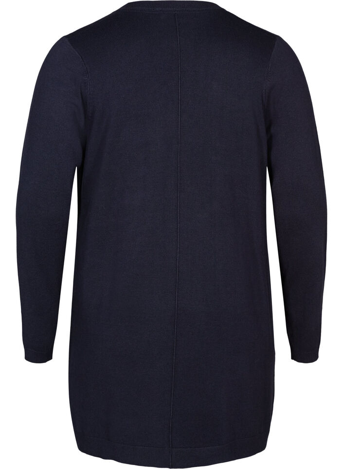 Lang gebreid vest in viscosemix, Blauw, Packshot image number 1