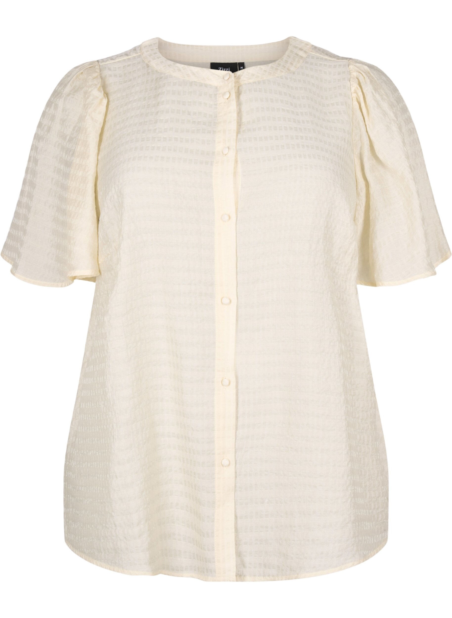 Zizzi Lyocell overhemdblouse met textuur, Antique White, Packshot image number 0