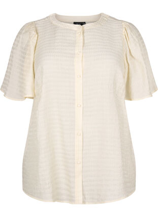 Lyocell overhemdblouse met textuur, Antique White, Packshot image number 0