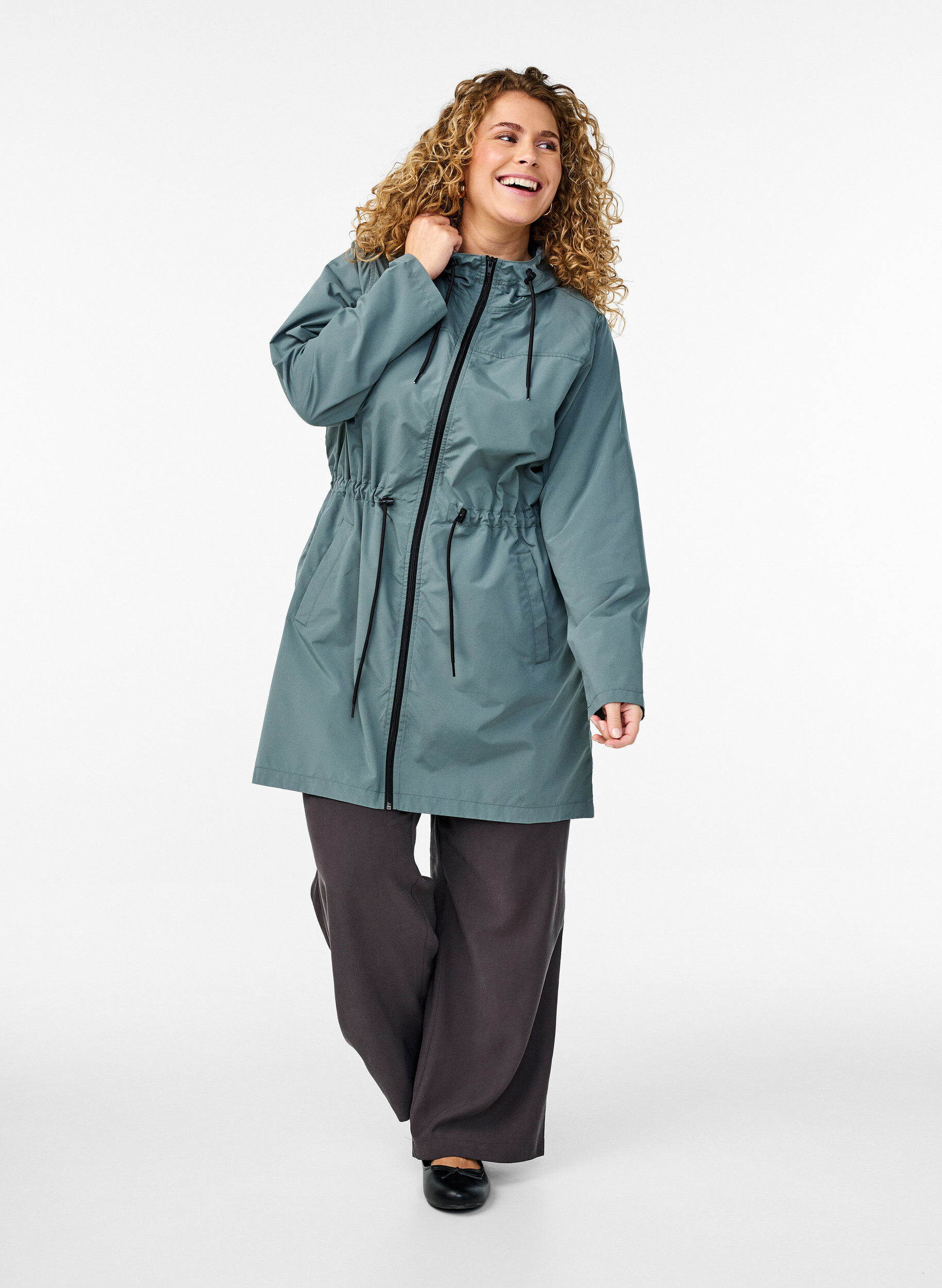 Zizzi FLASH - Waterafstotende parka met capuchon, Groen, Model image number 1
