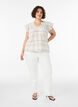 Mouwloze blouse met ruches en gestreept patroon, Vanille, Model image number 1