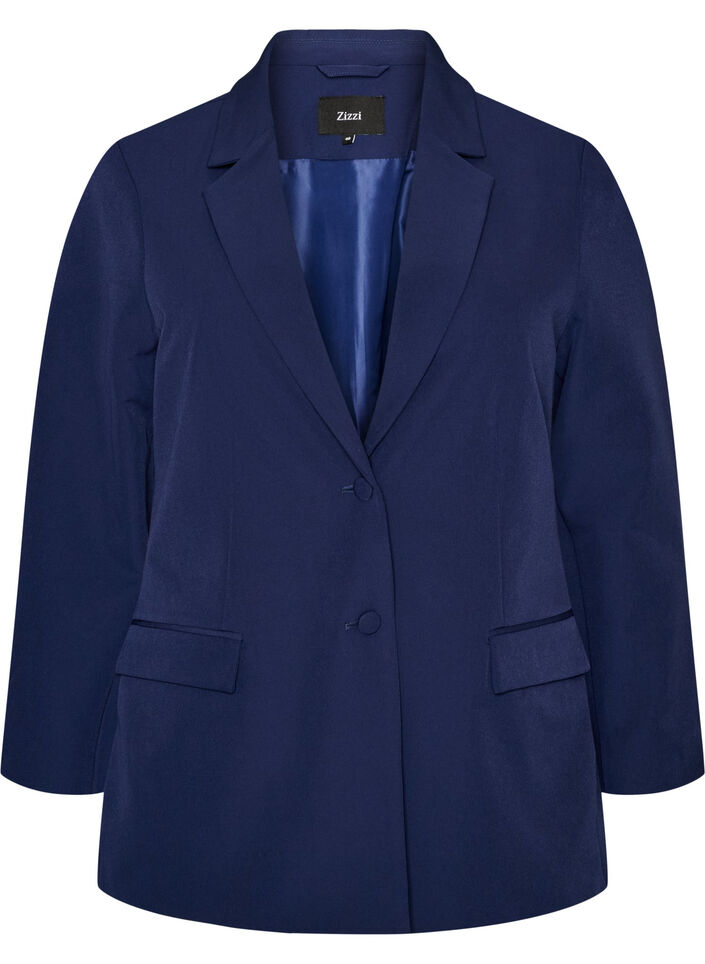 Klassieke blazer met knoopsluiting, Blauw, Packshot image number 0