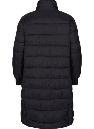 Lange gewatteerde winterjas met zakken, Black, Packshot image number 1