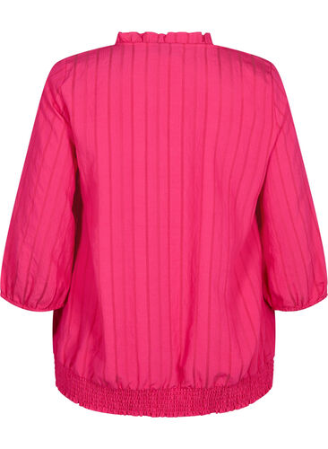 3/4 mouw viscose blouse met smock, Beetroot Purple, Packshot image number 1
