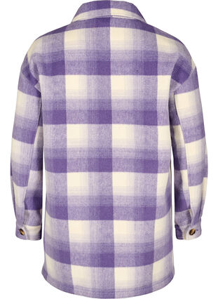 Geruit overhemd jasje met knopen en zakken, Purple Check, Packshot image number 1