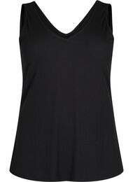 Basis geribde top met v-hals, Black