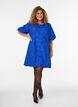 Jacquard jurk met pofmouwen en A-lijn, Blauw, Model image number 1