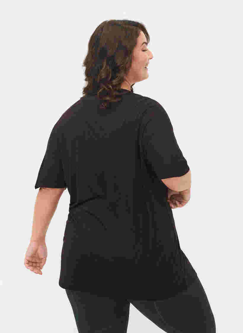 Trainings t-shirt van viscose met ronde hals, Black, Model image number 1