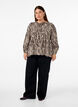 Peplum blouse met strik en zebraprint, Bruin, Model image number 1
