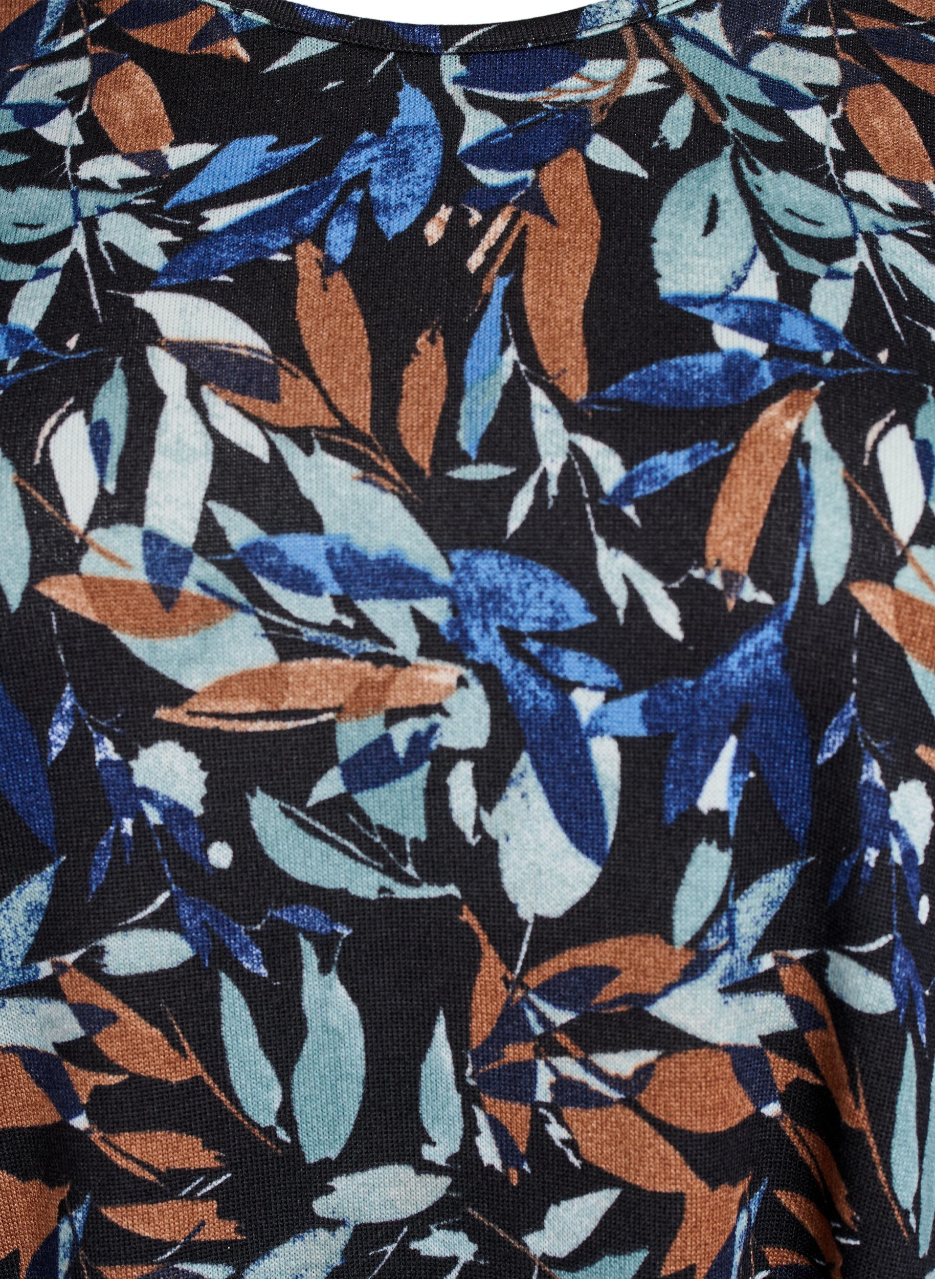 ZizziGedessineerde blouse met lange mouwen, Blauw, Packshot image number 2