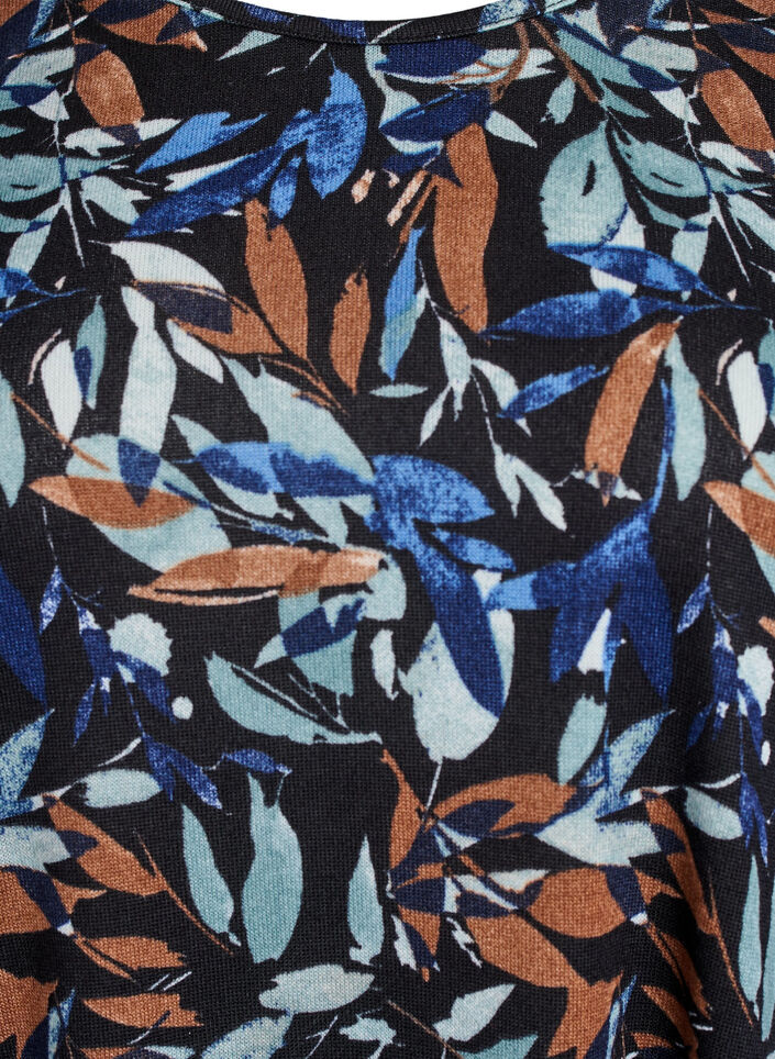 Gedessineerde blouse met lange mouwen, Blauw, Packshot image number 2