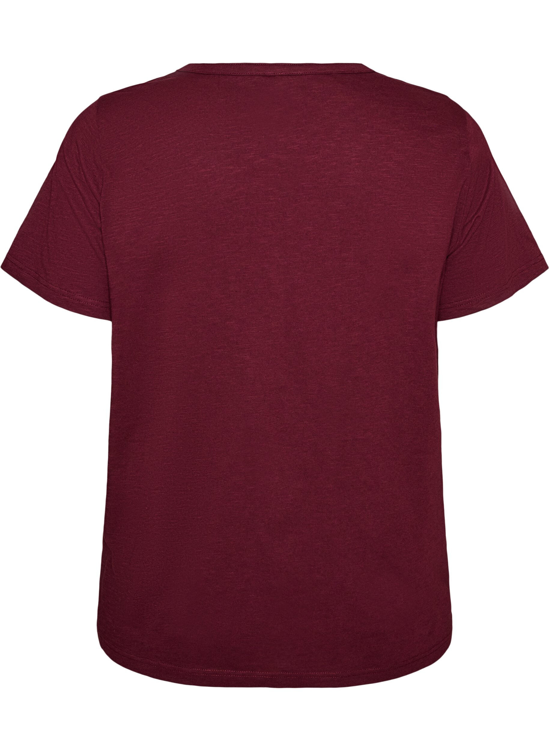 ZizziT-shirt met knoopdetail, Donker Bordeaux, Packshot image number 1