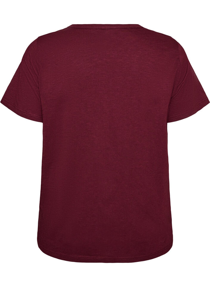 T-shirt met knoopdetail, Donker Bordeaux, Packshot image number 1