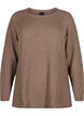 Gemêleerde pullover met zijsplit, Walnut/White Mel., Packshot image number 0