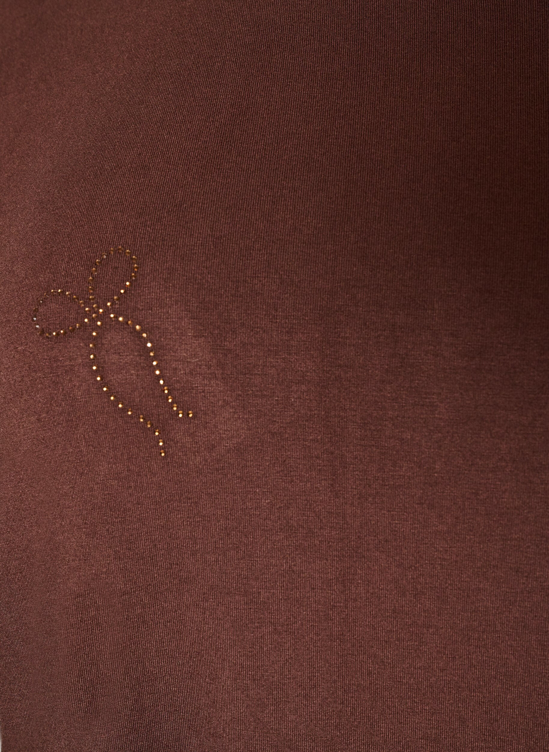 ZizziViscose T-shirt met strassteentjes, Bruin, Packshot image number 2